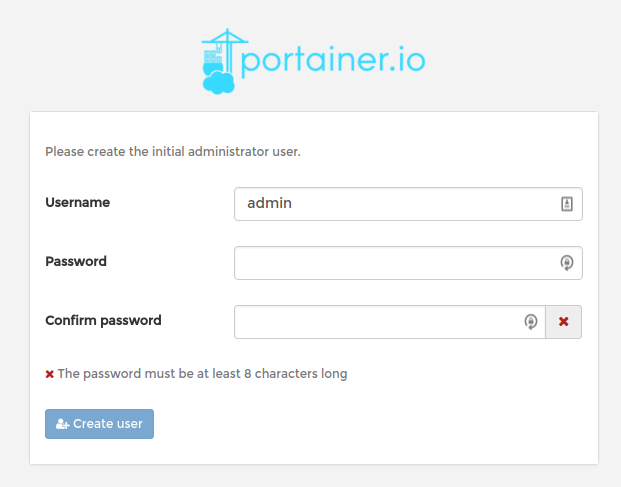 Portainer Login Screen